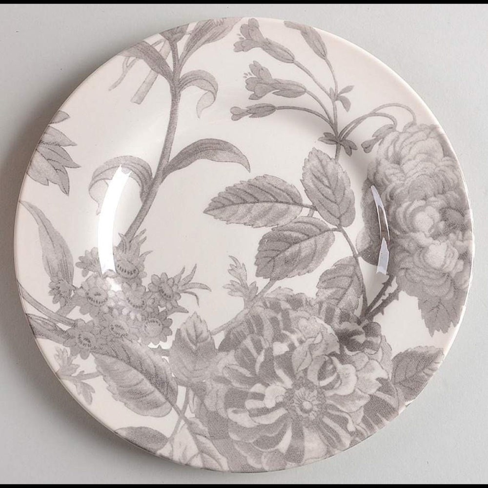 Set of 6 Royal Stafford Floral Weave Grey dinner Plates